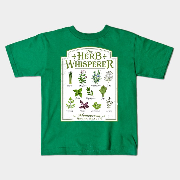 Herb Whisperer Funny Herb Plants Gardening Designs Kids T-Shirt by MarkusShirts